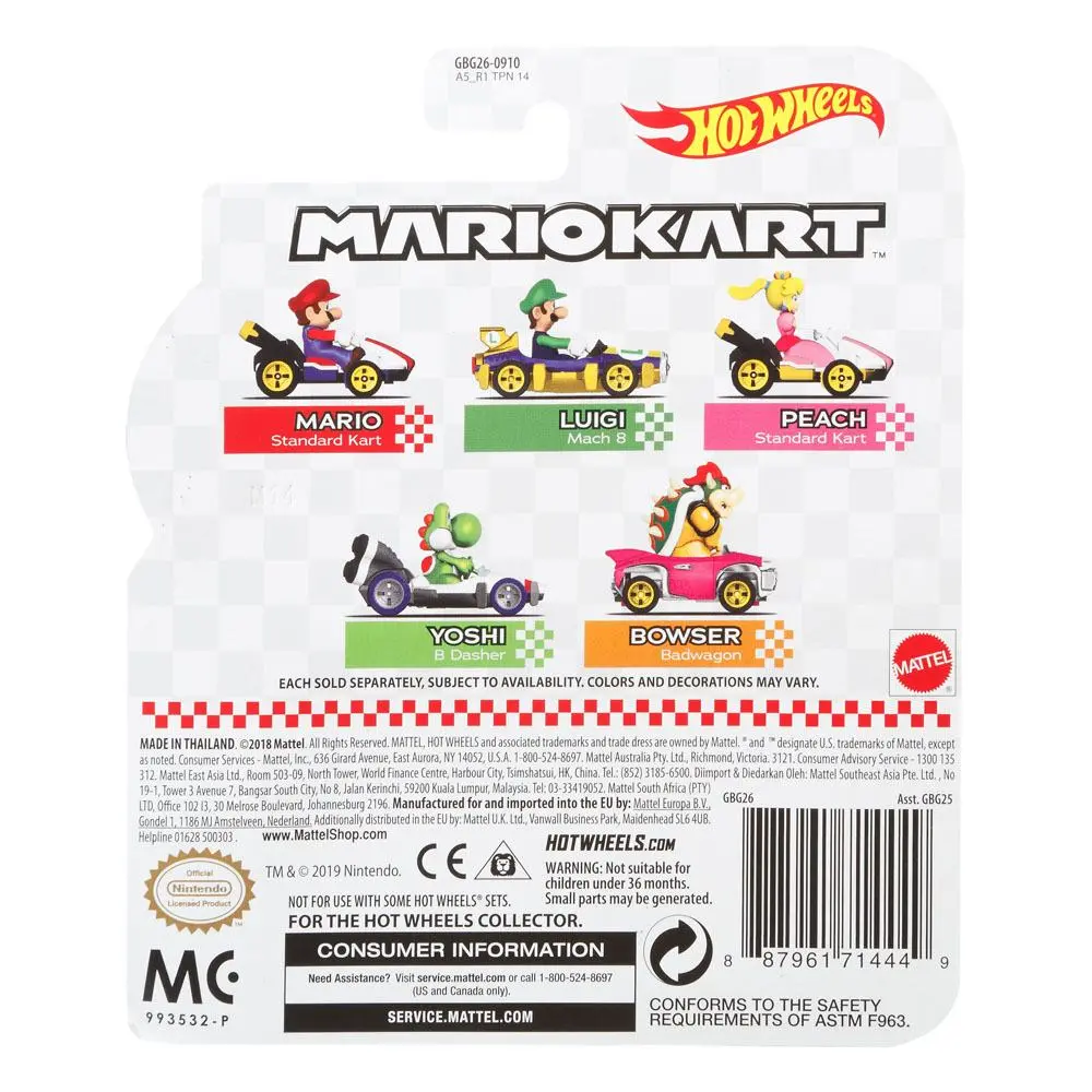 Mario Kart Hot Wheels Diecast Vehicle 1/64 Mario (Standard Kart) 8 cm product photo
