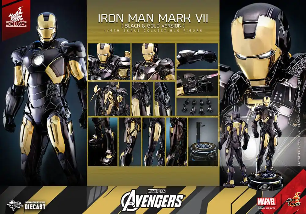 Marvel&#039;s The Avengers Diecast Movie Masterpiece Action Figure 1/6 Iron Man Mark VII (Black &amp; Gold Version) 32 cm product photo
