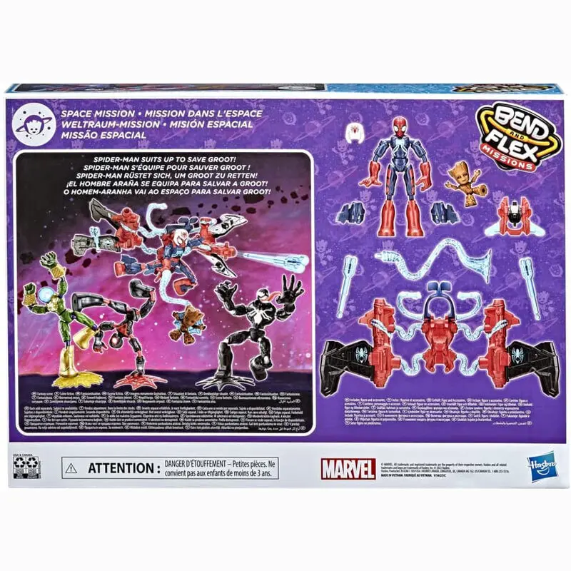 Marvel Bend and Flex Missions Spiderman + Groot figure product photo