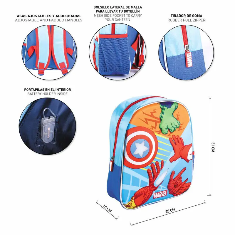 Marvel Avengers 3D backpack with lights 31cm product photo