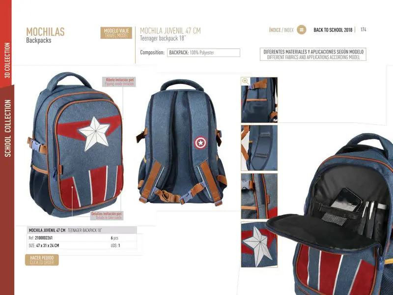 Marvel Avengers Captain America travel backpack 47cm product photo