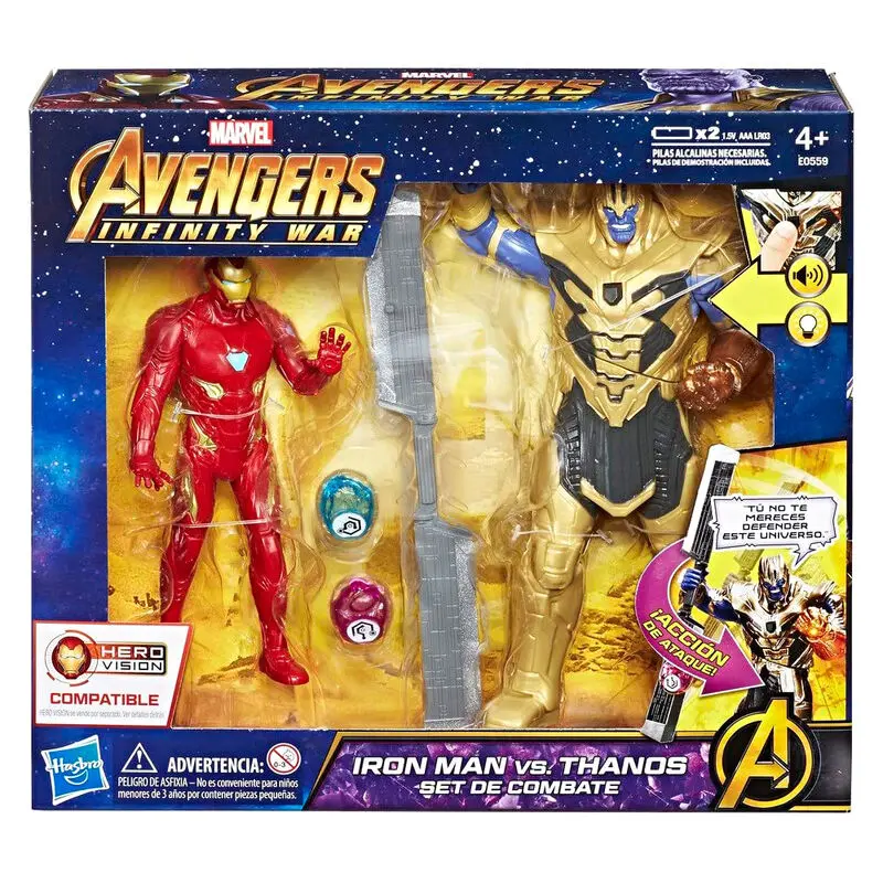 Spanish Marvel Avengers Iron Man vs Thanos set 2 figures product photo