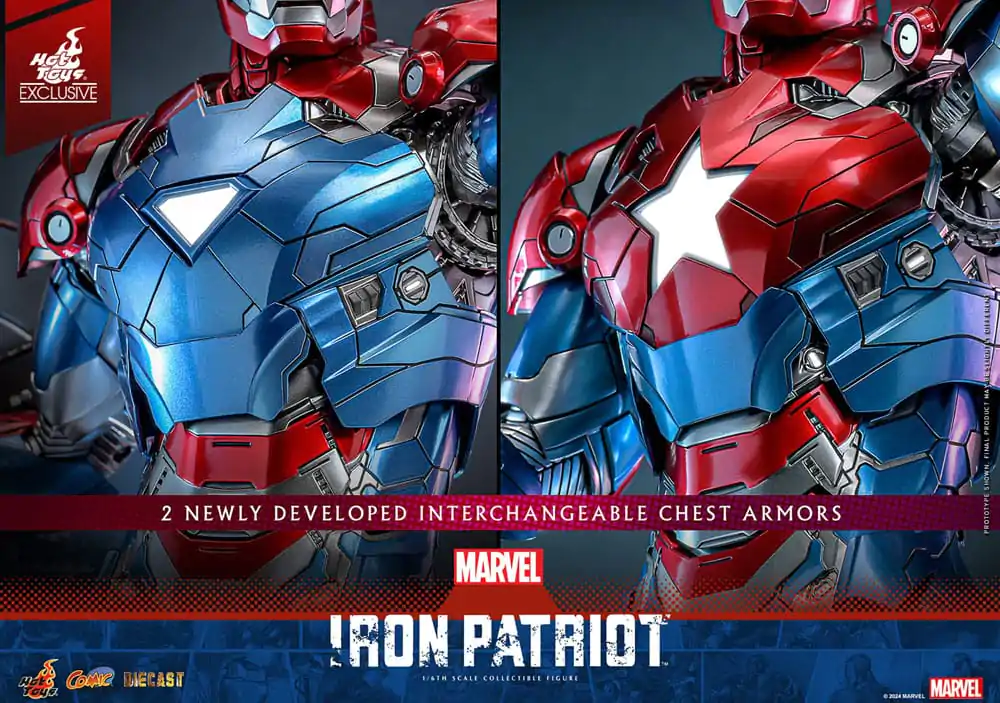 Marvel Comic Diecast Masterpiece Action Figure 1/6 Iron Patriot Hot Toys Exclusive 32 cm product photo