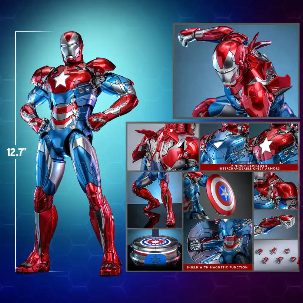 Marvel Comic Diecast Masterpiece Action Figure 1/6 Iron Patriot Hot Toys Exclusive 32 cm product photo