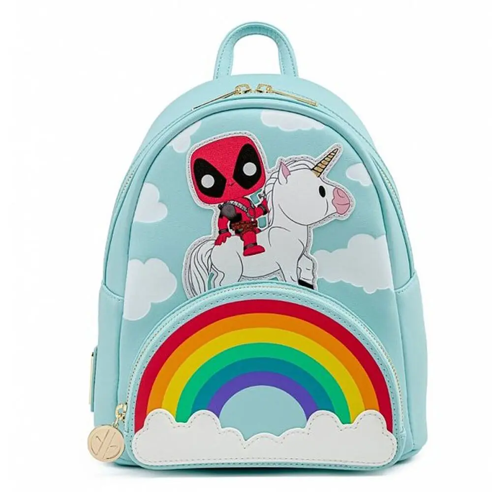 Loungefly Marvel Deadpool 30th Anniversary Unicorn Rainbow backpack 25cm product photo