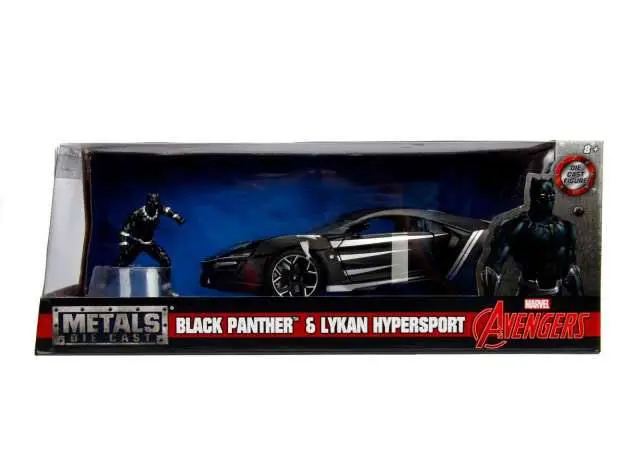 Marvel Diecast Model 1/24 Black Panther &amp; 2017 Lykan Hypersport product photo