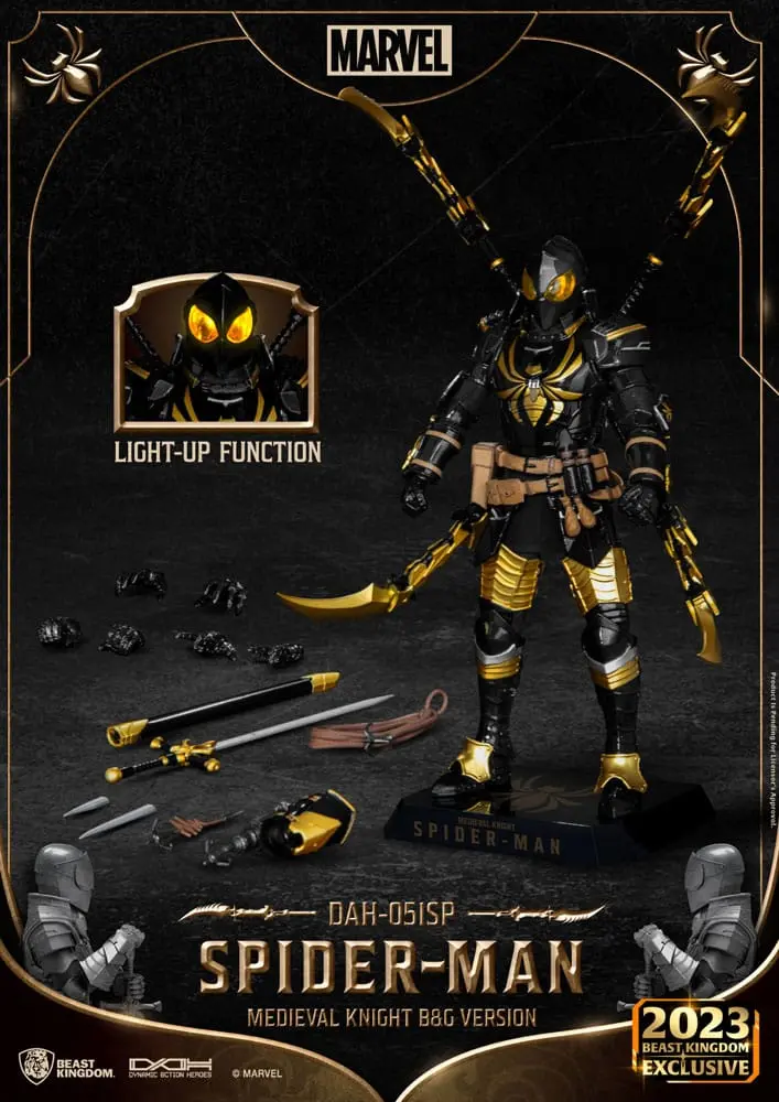 Marvel Dynamic 8ction Heroes Action Figure 1/9 Medieval Knight Spider-Man B&amp;G Version 21 cm product photo
