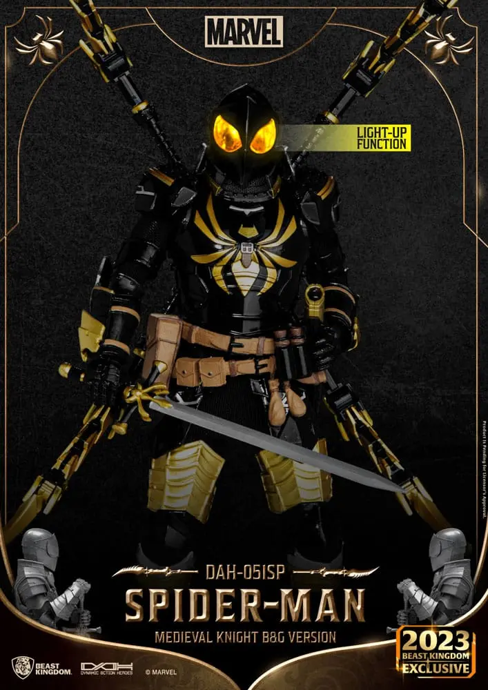 Marvel Dynamic 8ction Heroes Action Figure 1/9 Medieval Knight Spider-Man B&amp;G Version 21 cm product photo