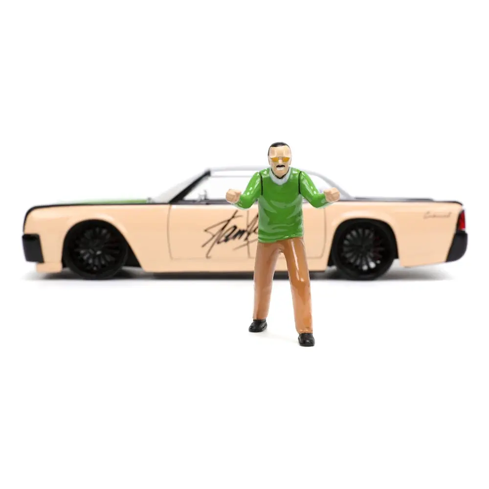 Marvel Hollywood Rides Diecast Model 1/24 1963 Lincoln Continental with Stan Lee Figur product photo