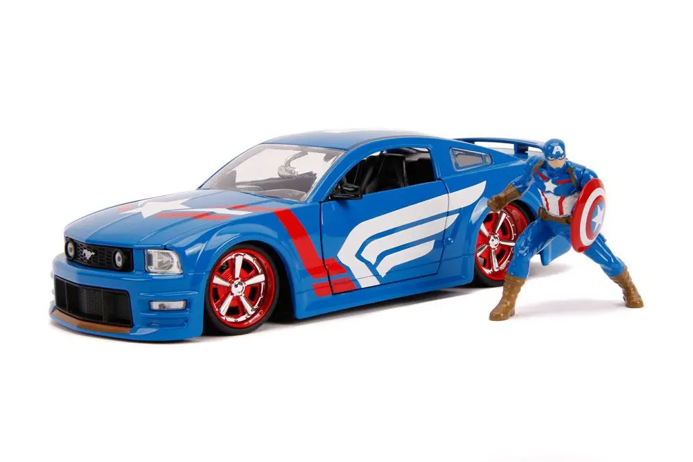 Marvel Hollywood Rides Diecast Model 1/24 2006 Ford Mustang GT with Captain America Figure product photo