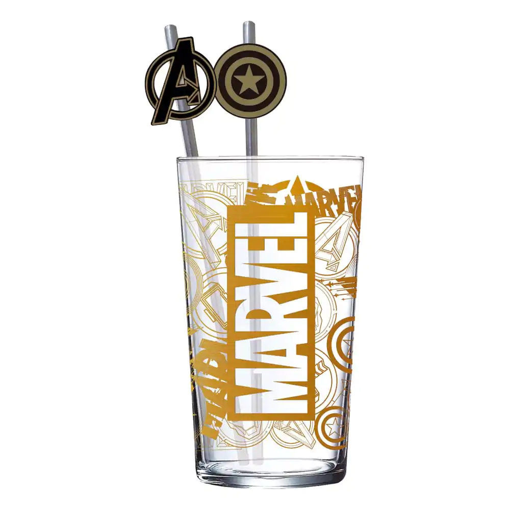Marvel Glass Tumbler with Straws Logo &amp; Avengers 485 ml product photo