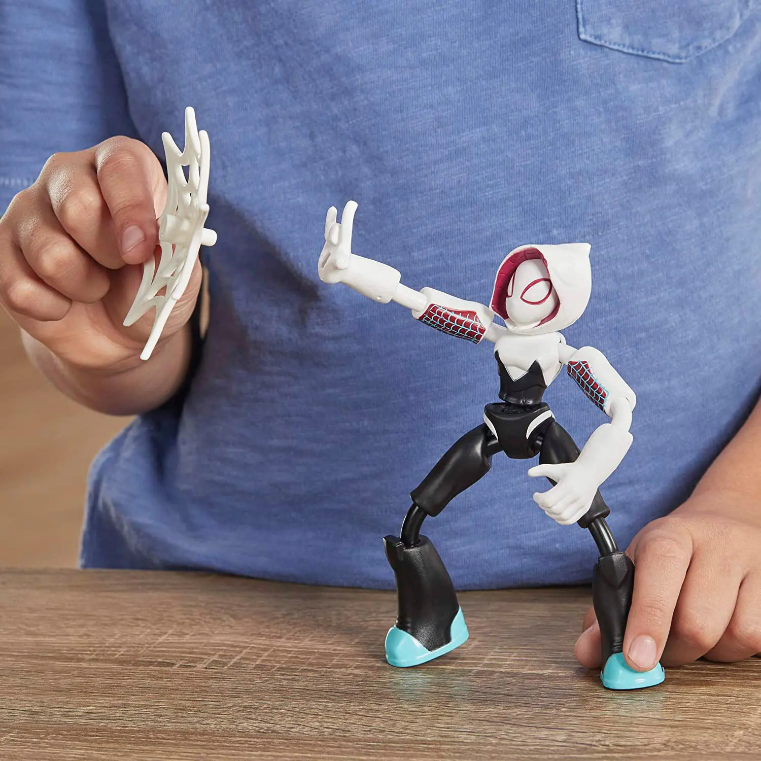 Marvel Spiderman Ghost Spider Bend and Flex figure 15cm product photo