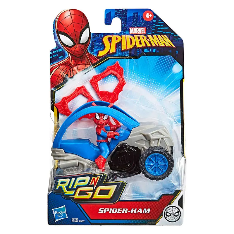 Marvel Spiderman Spider-Ham Rip n Go figure with vehicle product photo
