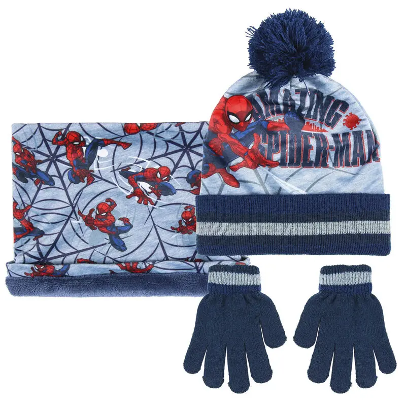 Marvel Spiderman Kids winter set snood hat gloves product photo