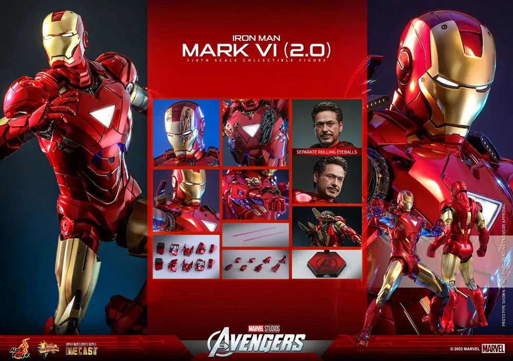 Marvel's The Avengers Movie Masterpiece Diecast Action Figure 1/6 Iron Man Mark VI (2.0) 32 cm product photo