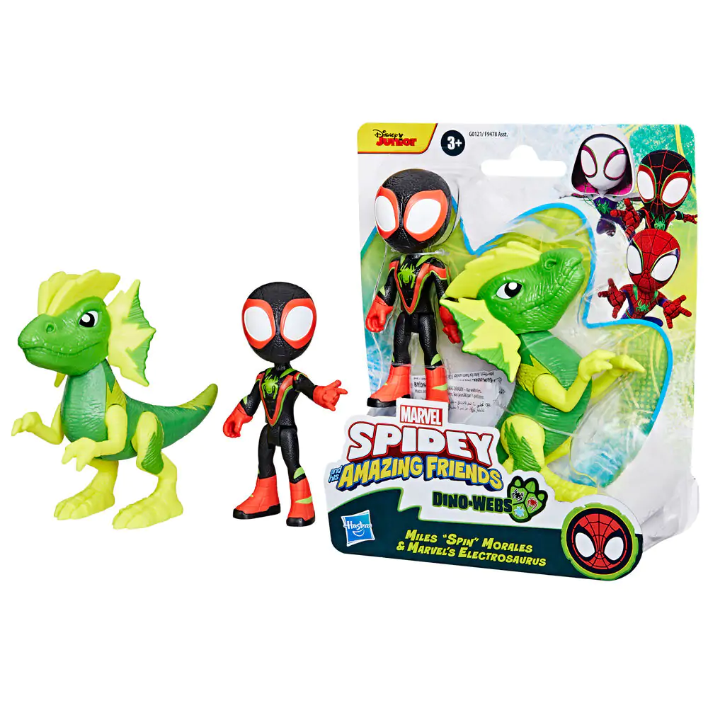 Marvel Spidey and his Amazing Friends Miles Spin Morales & Marvels Electrosaurus figure product photo