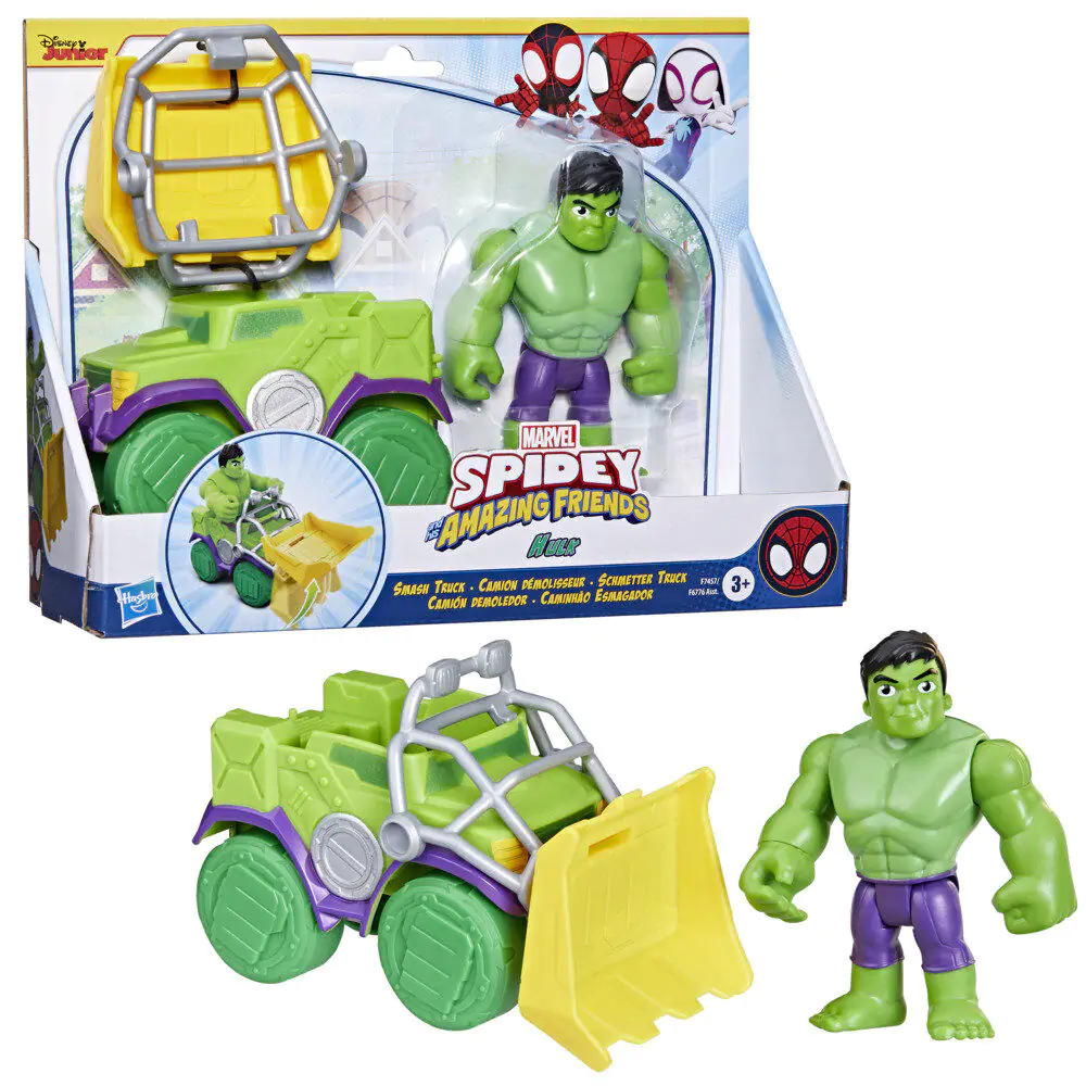 Marvel Spidey and His Amazing Friends Set Wrecking truck + Hulk figure product photo