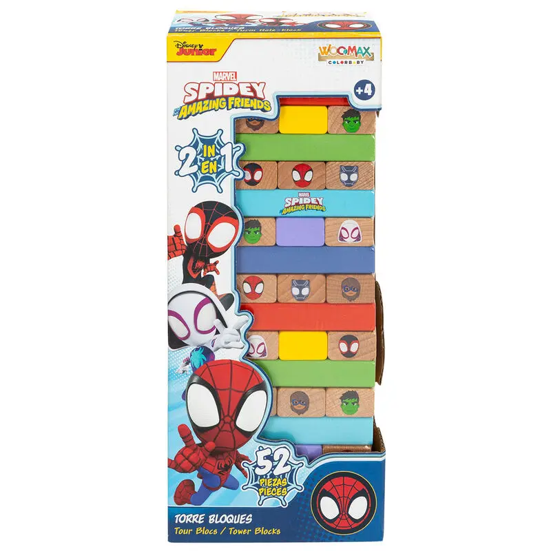 Marvel Spidey blocks tower + domino wooden set product photo