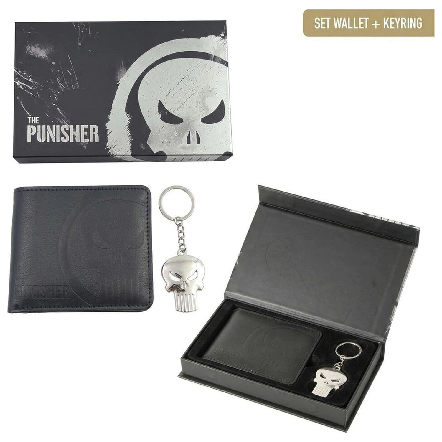 Marvel The Punisher wallet and keychain gift set product photo