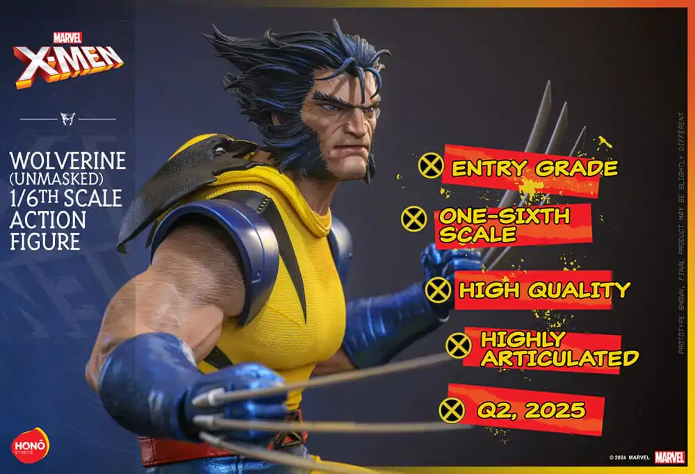 Marvel X-Men Action Figure 1/6 Wolverine (Unmasked) 28 cm product photo