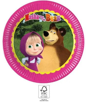 Masha and the Bear Paper Plates 8 pcs 23 cm FSC product photo