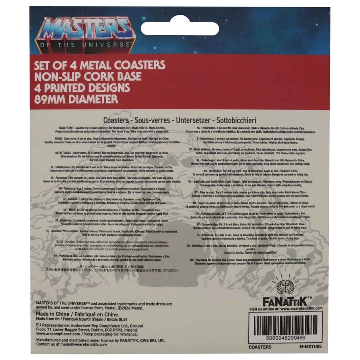 Masters of the Universe Coaster 4-Pack Printed Metal product photo