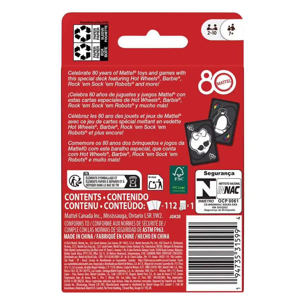 Mattel 80th Anniversary UNO Card Game Ruby Red product photo