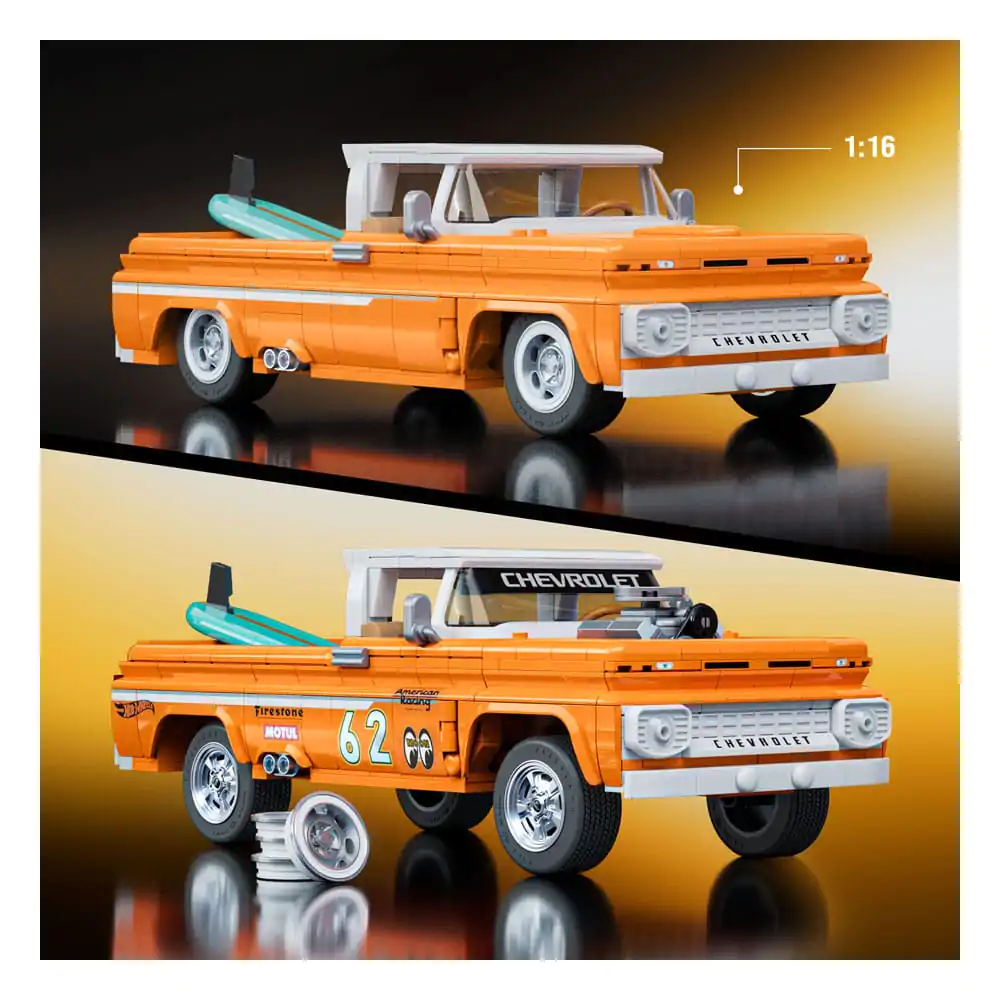 Mattel Brick Shop Hot Wheels Elite Series Building Set 1/16 Custom &#039;62 Chevy Pickup product photo