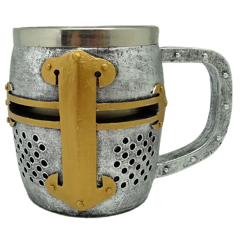 Medieval Knight Silver and Gold Helmet jug termékfotó