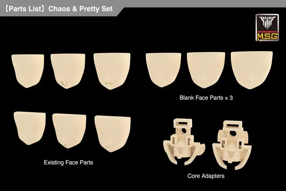 Megami Device M.S.G 04 Action Figure Accessory Set Face Chaos &amp; Pretty Skin Color B product photo