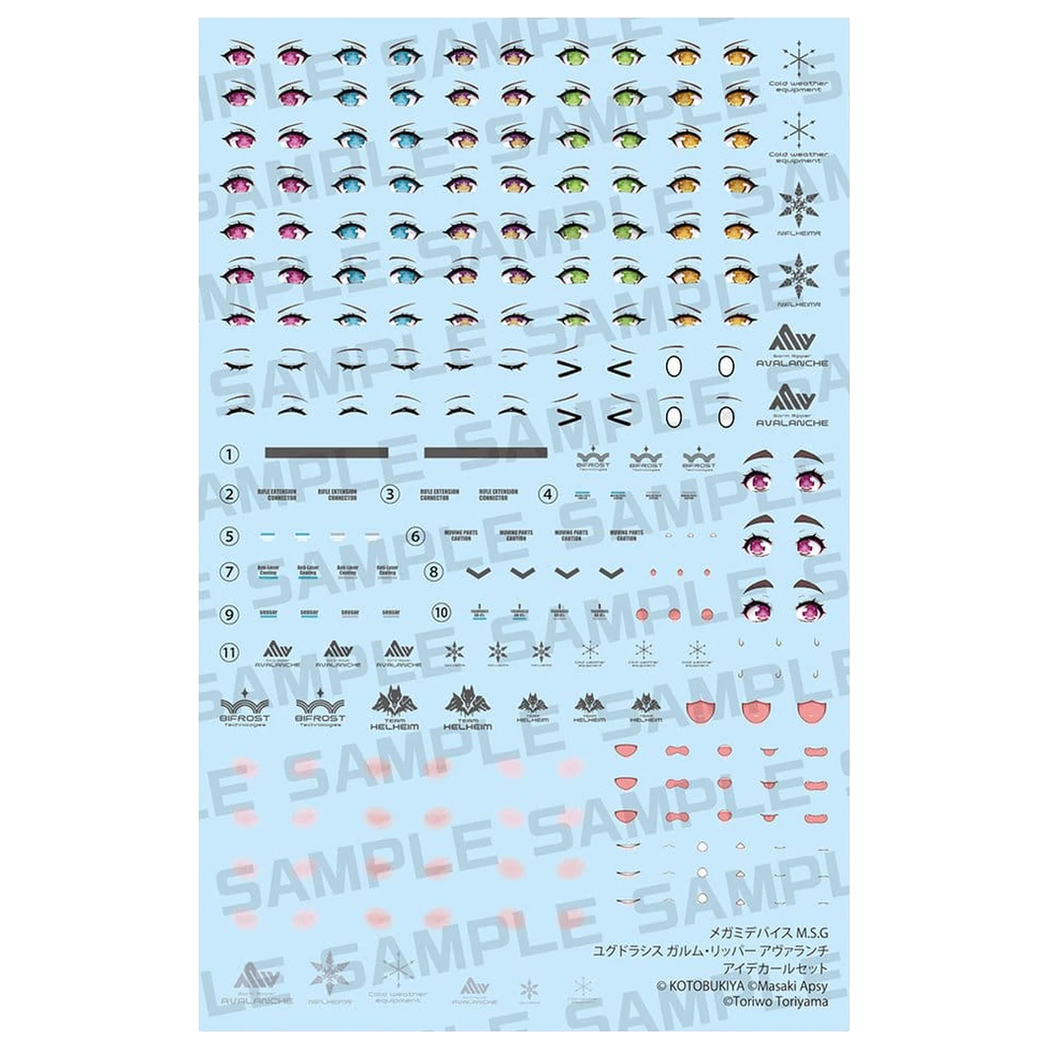 Megami Device M.S.G. Plastic Model Kit Yggdrasis Garm Ripper Avalanche Eye Decal Set product photo