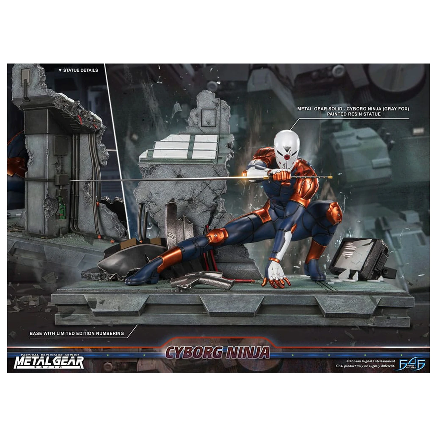Metal Gear Solid Statue Cyborg Ninja (Gray Fox) 41 cm product photo