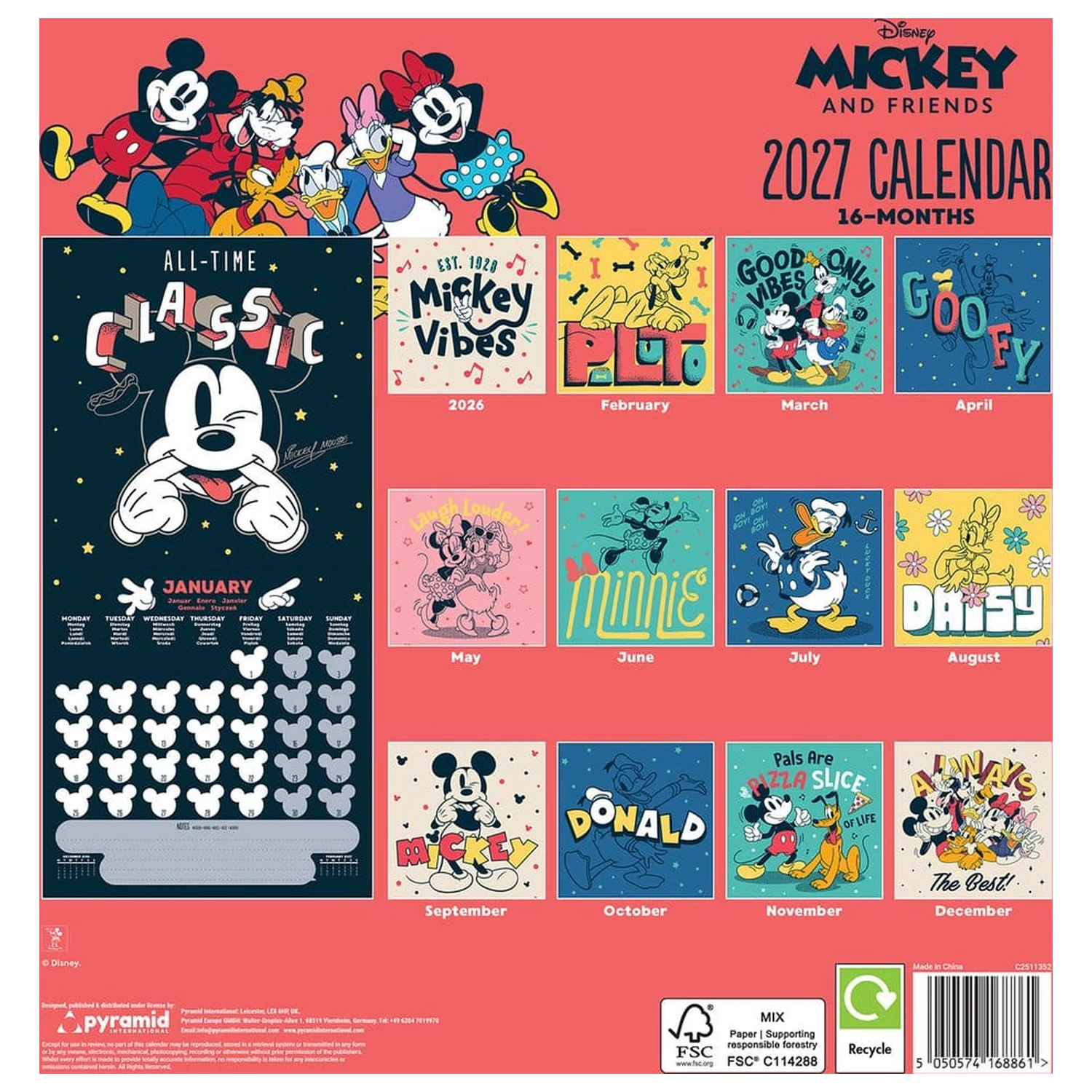 Mickey & Friends Calendar 2027 30 x 30 cm product photo