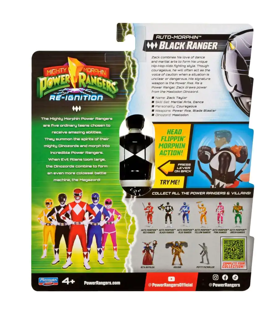 Mighty Morphin Power Rangers Action Figure Auto-Morphin Black Ranger 12 cm product photo