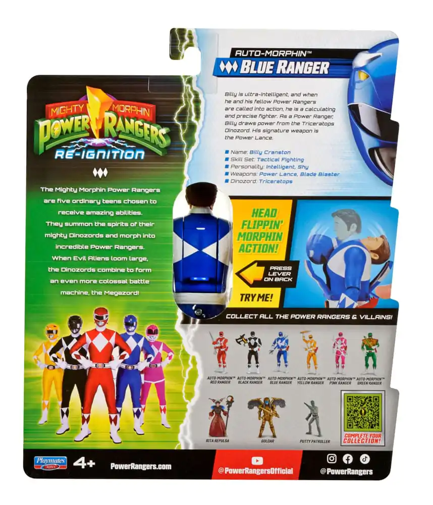 Mighty Morphin Power Rangers Action Figure Auto-Morphin Blue Ranger 12 cm product photo