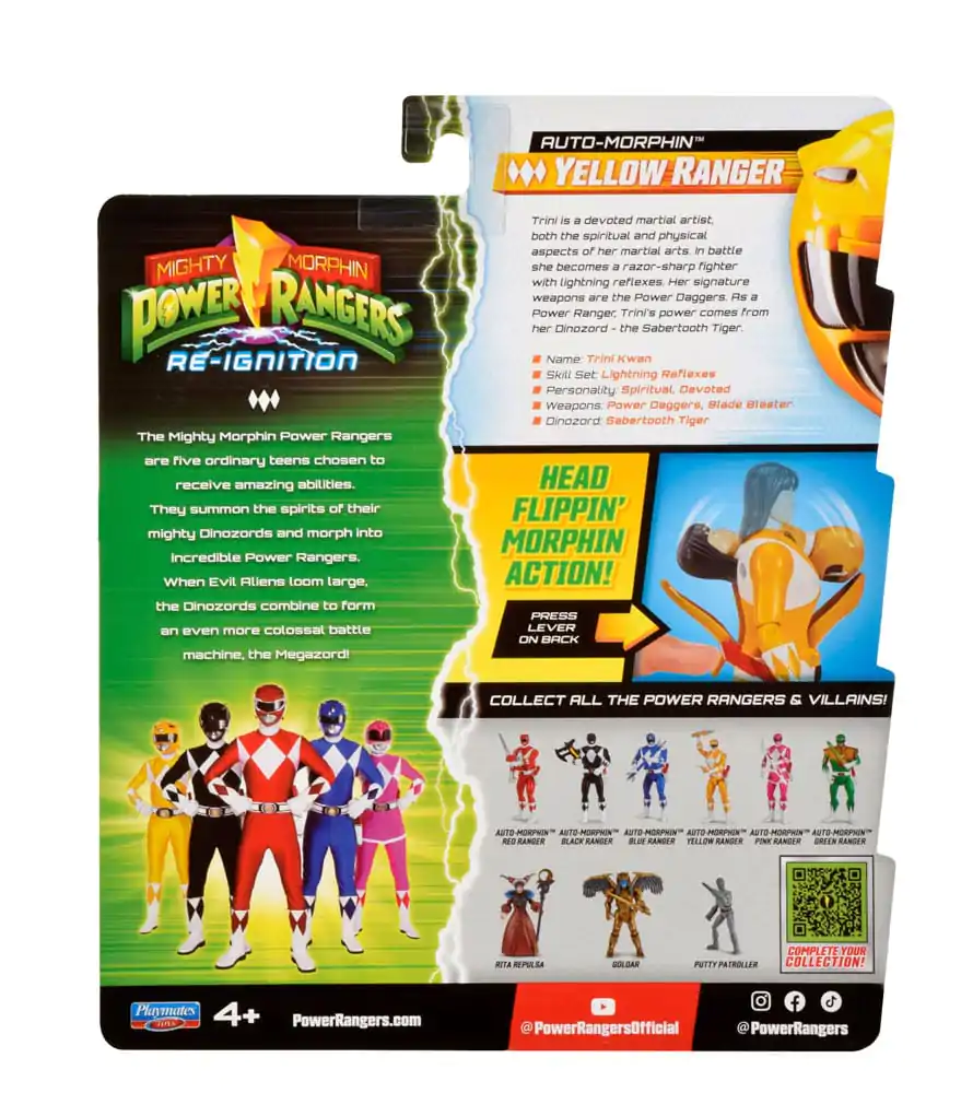 Mighty Morphin Power Rangers Action Figure Auto-Morphin Yellow Ranger 12 cm product photo