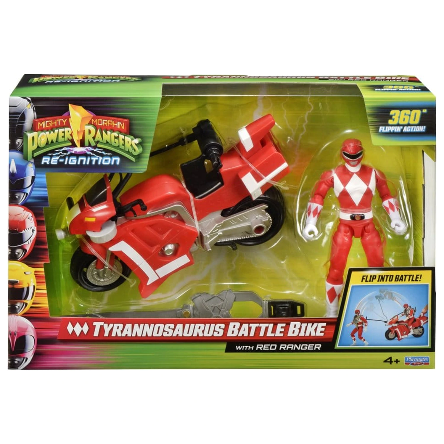 Mighty Morphin Power Rangers Battle Bike Vehicle Tyrannosaurus Rex with Red Ranger 18 cm product photo
