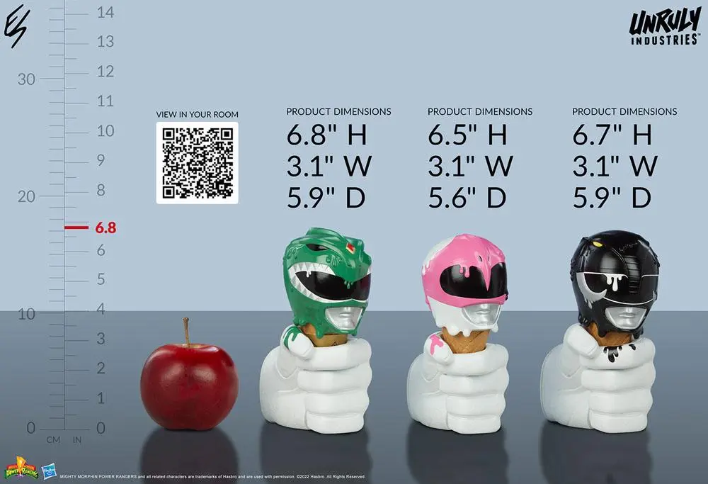 Mighty Morphin Power Rangers Designer Series Busts Green, Black and Pink Power Rangers Scoops Set 17 cm product photo