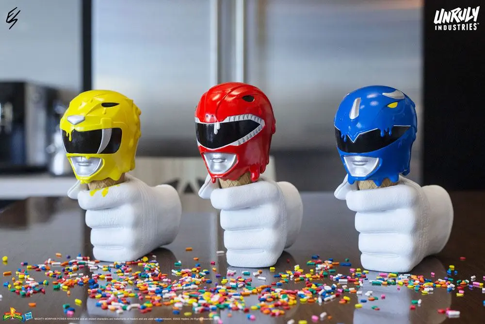 Mighty Morphin Power Rangers Designer Series Busts Red, Yellow and Blue Power Rangers Scoops Set 17 cm product photo