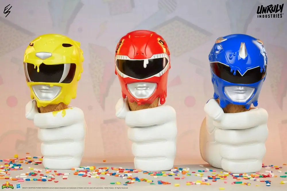 Mighty Morphin Power Rangers Designer Series Busts Red, Yellow and Blue Power Rangers Scoops Set 17 cm product photo