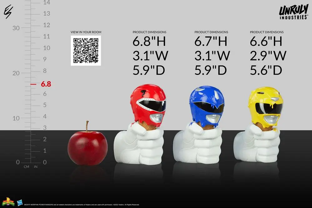Mighty Morphin Power Rangers Designer Series Busts Red, Yellow and Blue Power Rangers Scoops Set 17 cm product photo