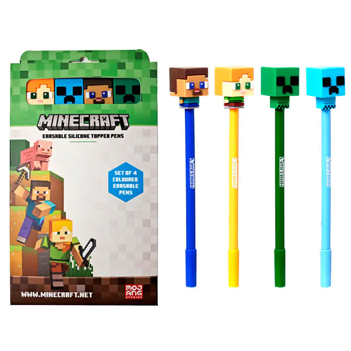 Minecraft set of 4 coloured erasable pens product photo
