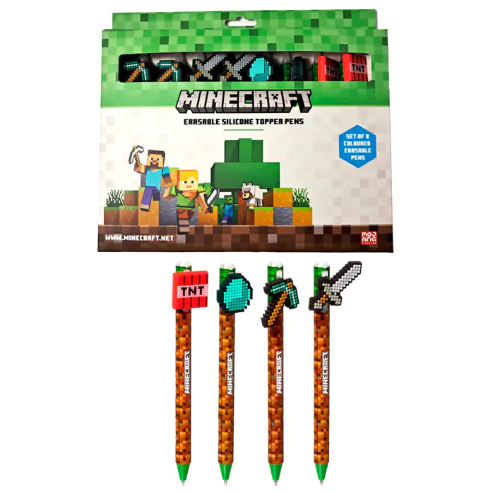 Minecraft set of 8 coloured erasable pens product photo