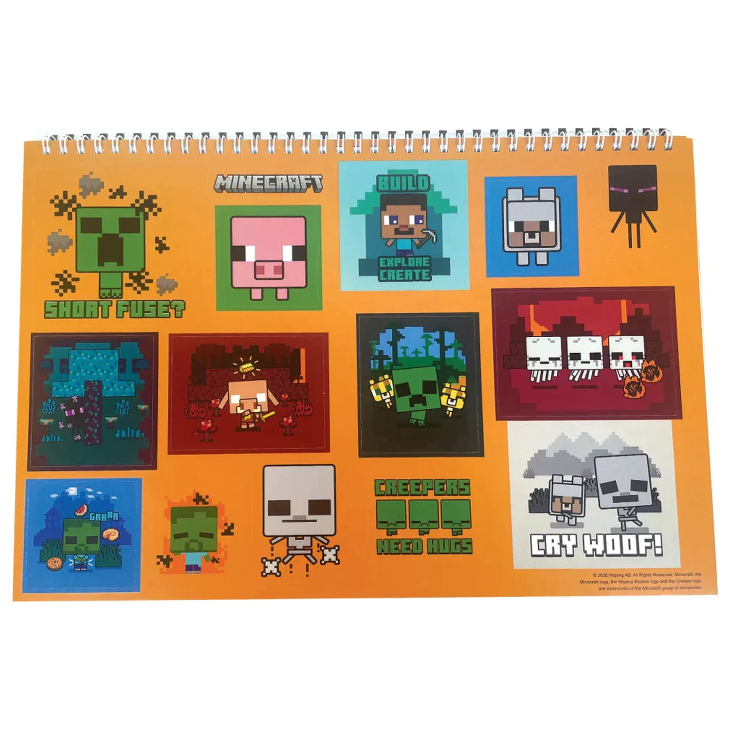 Minecraft Creepers Need Hugs A/4 Spiral Sketchbook with 40 Stickers product photo