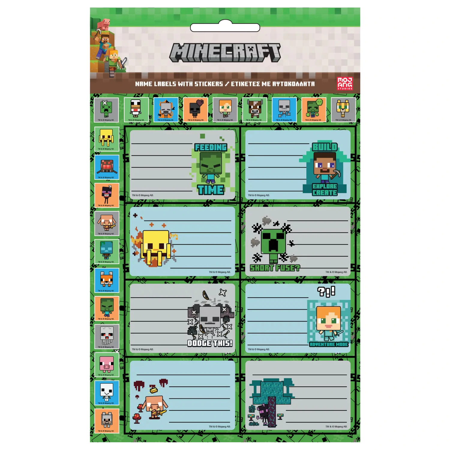 Minecraft Creepers Need Hugs Notebook Label with Stickers, 16-piece product photo