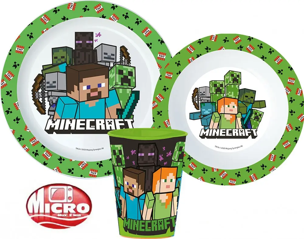 Minecraft dinnerware set, micro plastic set product photo
