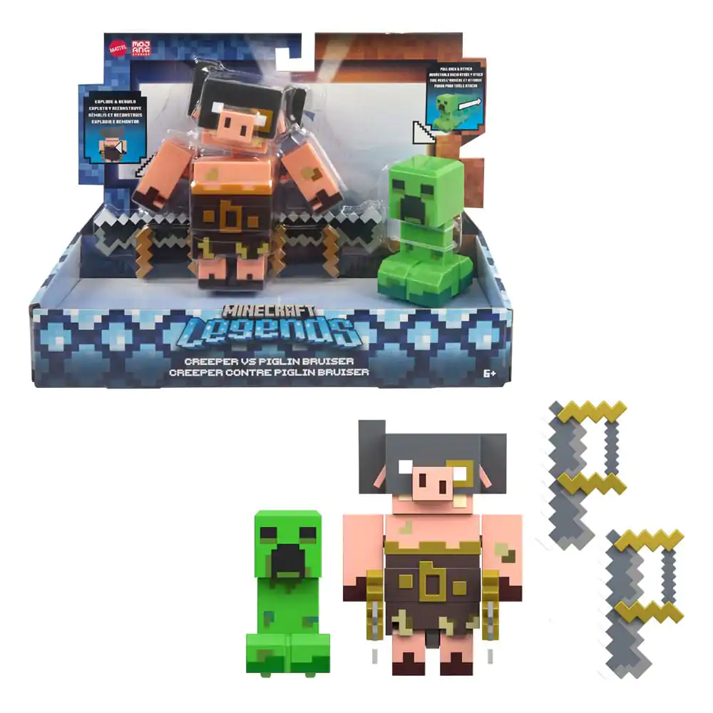 Minecraft Legends Action Figure 2-Pack Creeper vs Piglin Bruiser 8 cm product photo