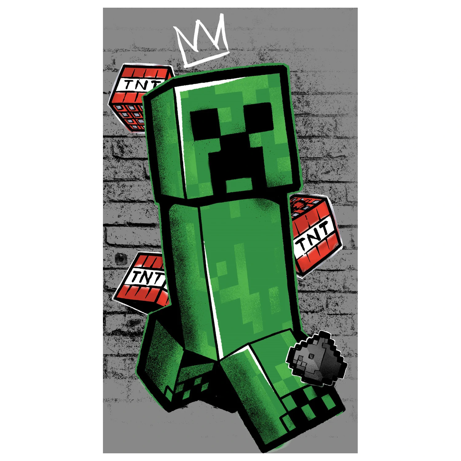 Minecraft Metro Art Creeper Grey Towel product photo
