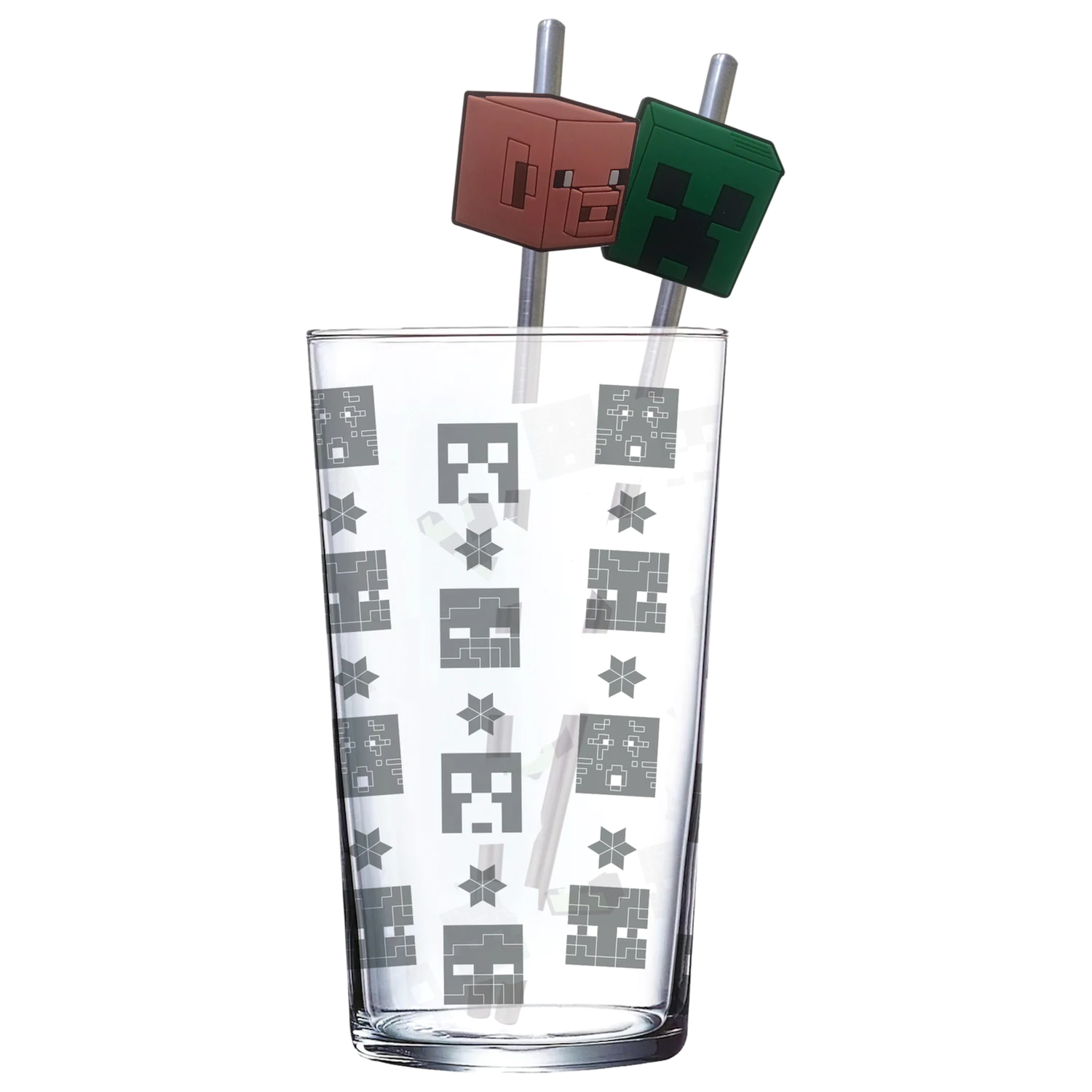 Minecraft Glass Tumbler with Straws  product photo