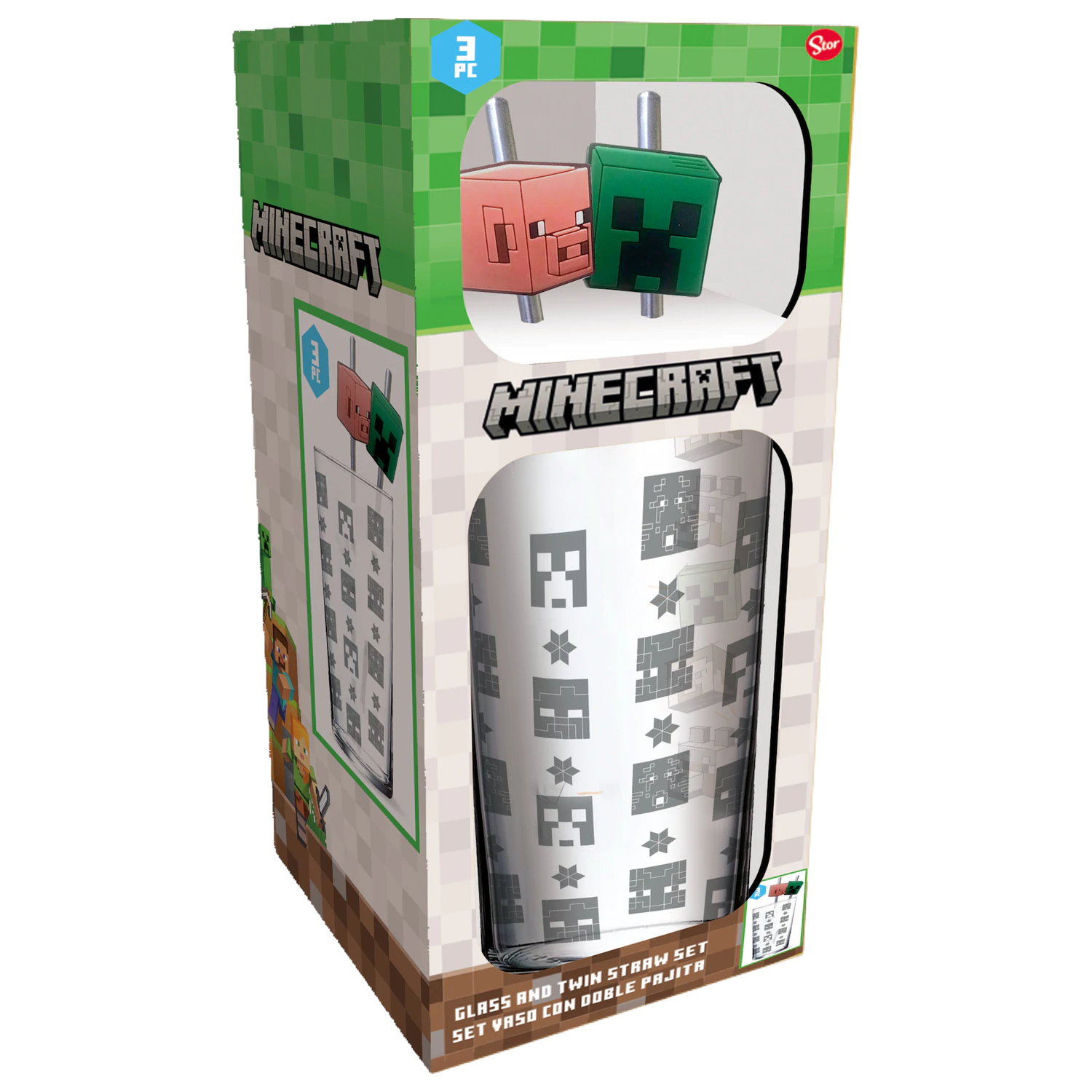 Minecraft Glass Tumbler with Straws  product photo